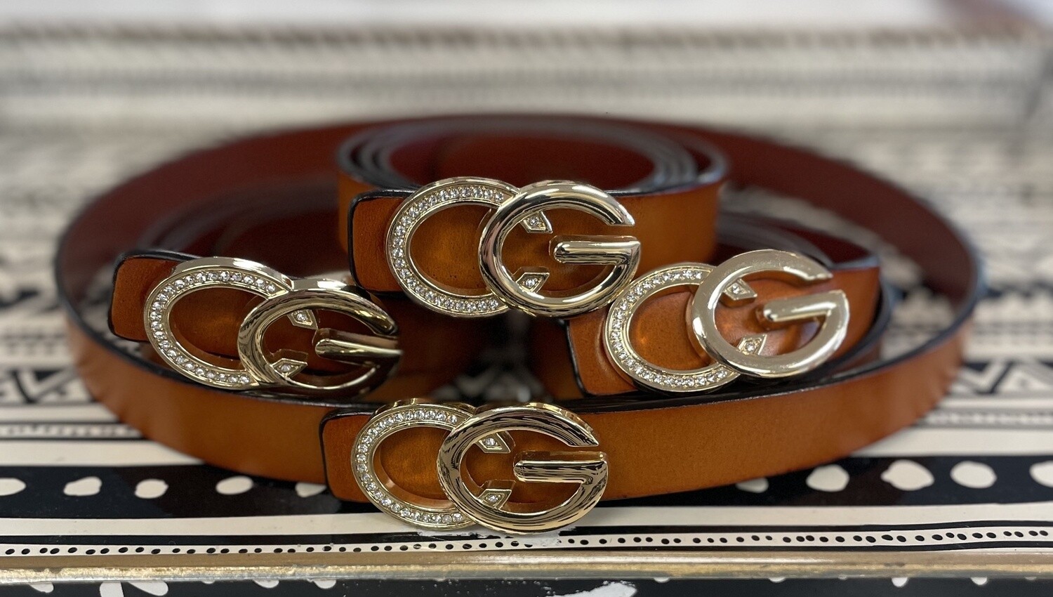 Designer Inspired Leather Belt - Light Brown