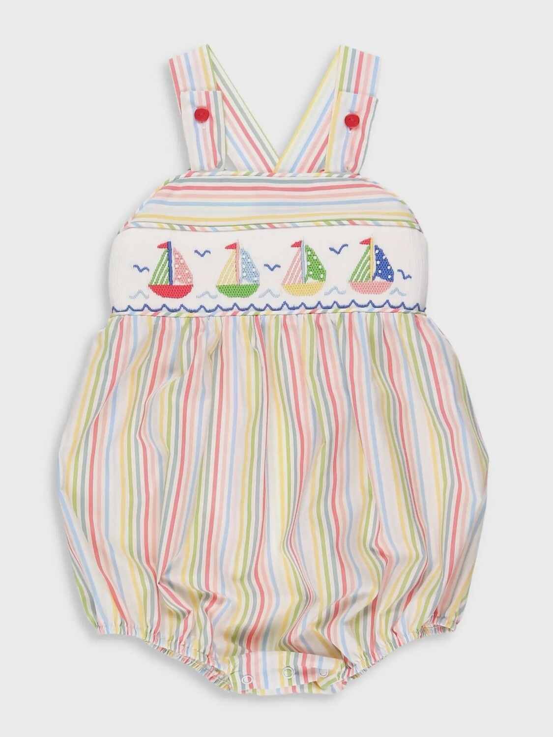 Boys Smocked Yacht Club Stripe Smocked Bubble