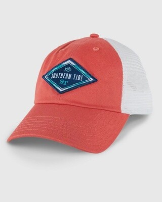 Southern Tide Men&#39;s Classic Stripe Patch Trucker Hat Coral
