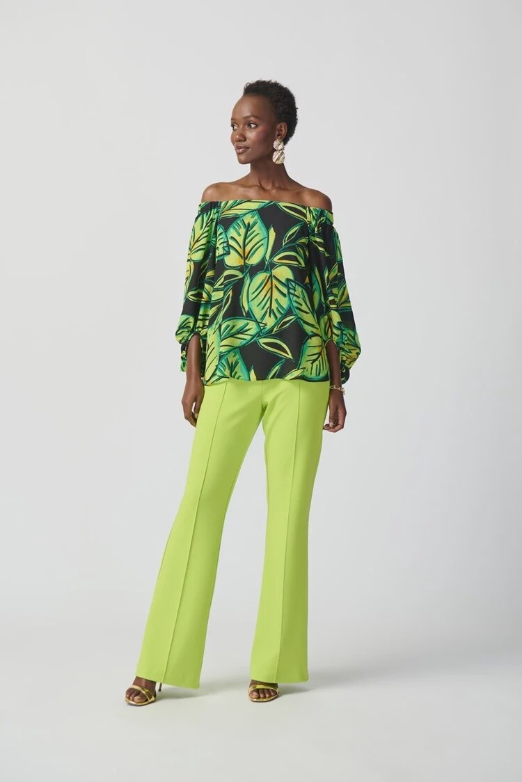 Joseph Ribkoff Leaf Printed Georgette Top