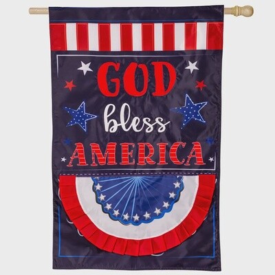 Patriotic God Bless America Applique Garden Flag