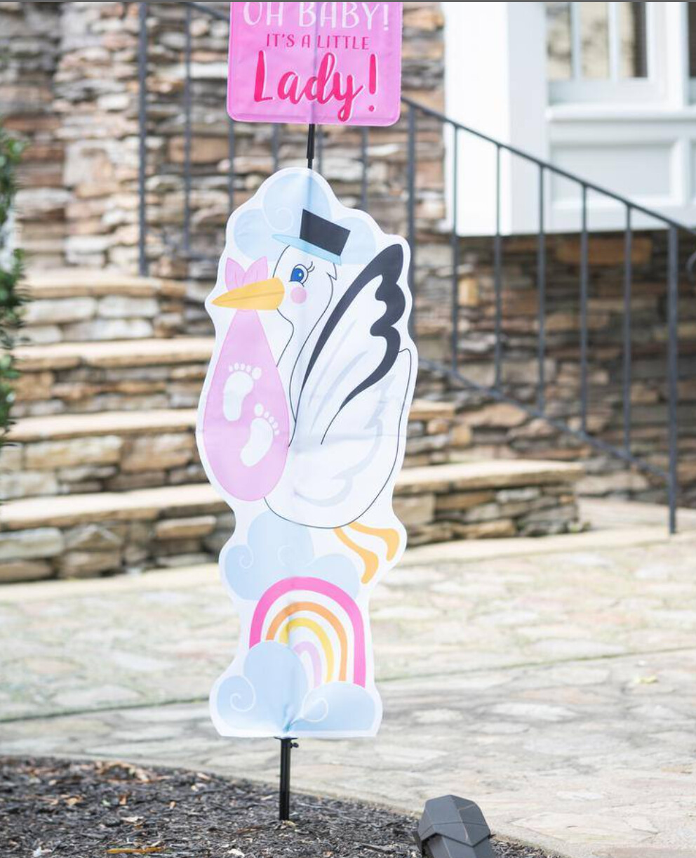 61 in. Oh Baby It&#39;s a Little Lady Fabric Garden Stake