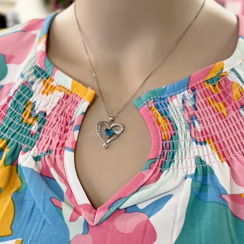 I Love You Mom Silver Heart Necklace