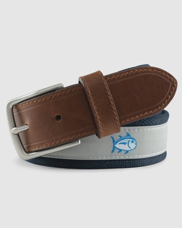 Southern Tide Men&#39;s Seagull Gray Skipjack Belt