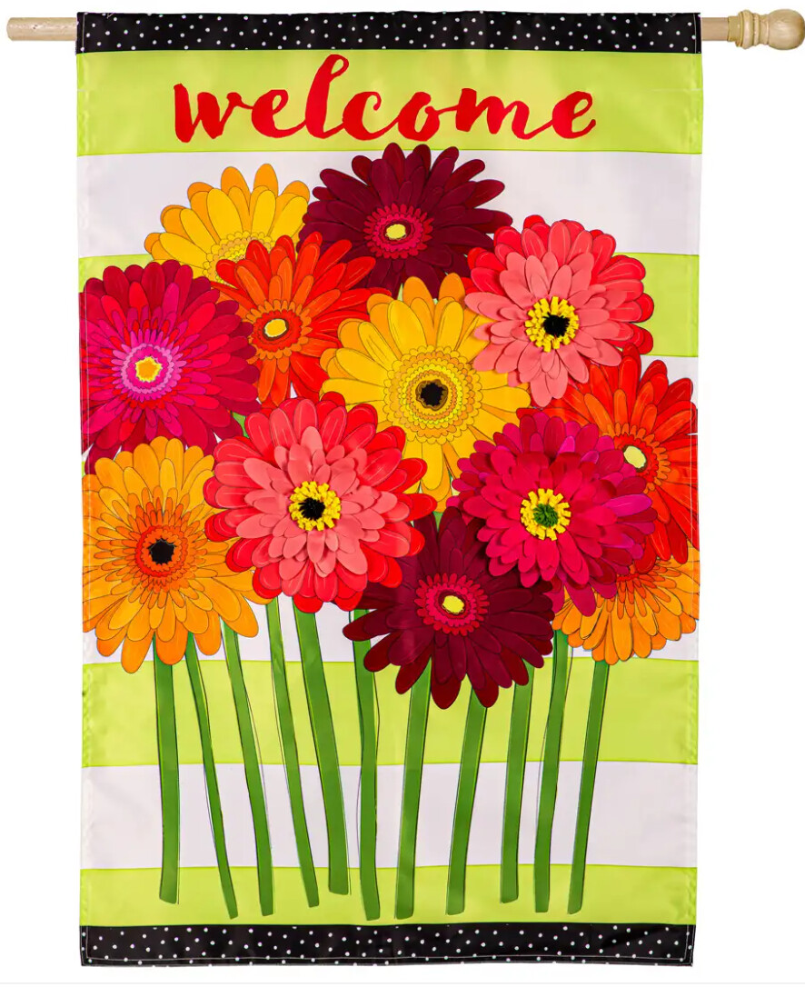 Gerbera Daisies Bouquet Applique Garden Flag