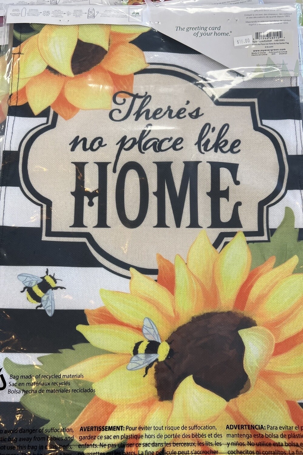 There&#39;s No Place Like Home Burlap Garden Flag