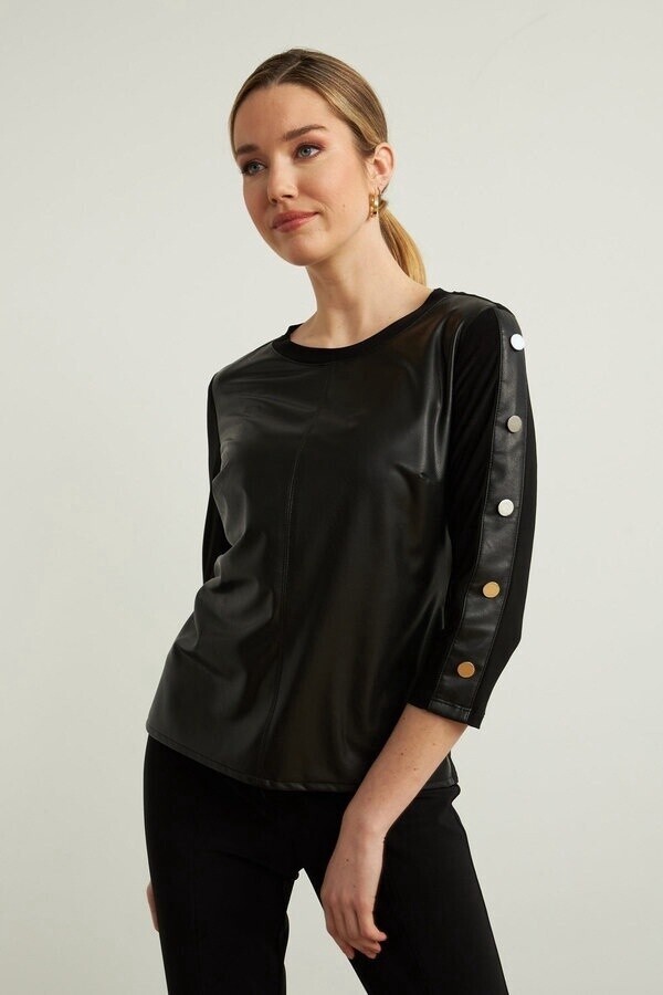 Joseph Ribkoff Faux Leather Top