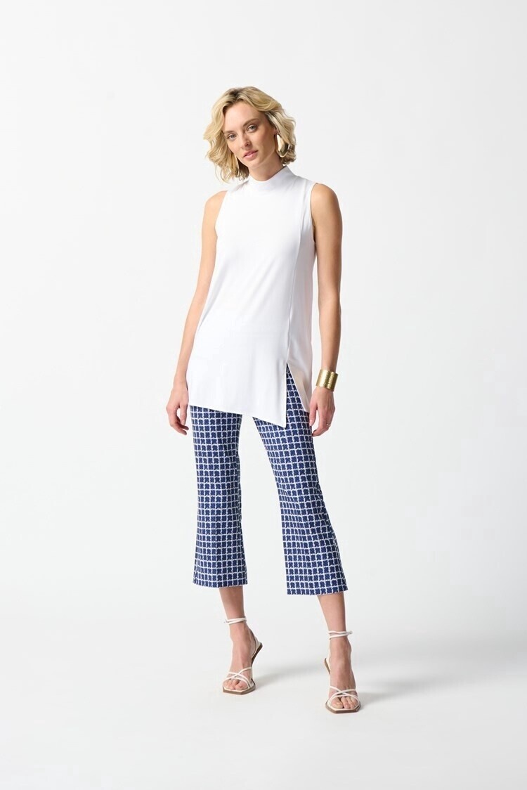 Joseph Ribkoff Woven Jacquard Geometric Print Flare Pants