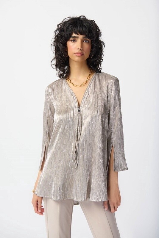 Joseph Ribkoff Novelty Knit Zipped Neckline Tunic