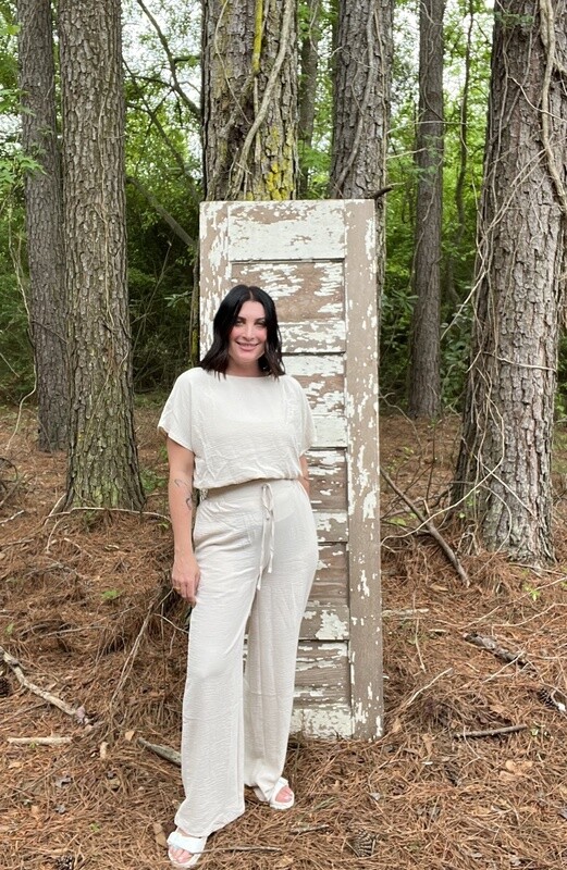 ONLINE EXCLUSIVE Beige Flowy Pants Set