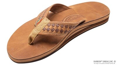 Rainbow Sandals Men's Luxury Leather Collection - The Bentley – Double Layer Arch Hand Woven Strap - Buckskin
