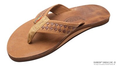 Rainbow Sandals Men&#39;s Luxury Leather Collection - The Bentley – Single Layer Arch Hand Woven Strap - Buckskin