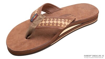 Rainbow Sandals Men&#39;s Luxury Leather Collection - The Bentley – Double Layer Arch Hand Woven Strap - Nogales Wood