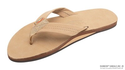 Rainbow Sandals Men&#39;s Single Layer Premier Leather with Arch Support 1&quot; Strap- Sierra Brown