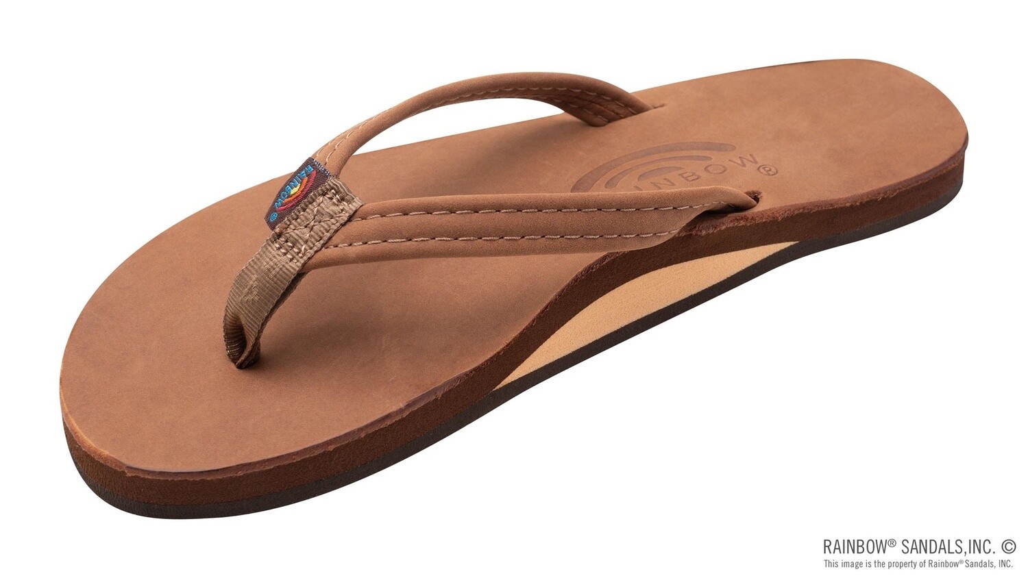 Rainbow Sandals Ladies Single Layer Premier Leather with Arch Support and a 1/2&quot; Narrow Strap - Redwood, Size: Small (5.5-6.5)