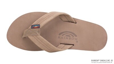 Rainbow Sandals Men's Single Layer Premier Leather with Arch Support 1" Strap- Dark Brown