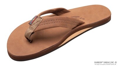 Rainbow Sandals Men's Single Layer Premier Leather with Arch Support 1" Strap - Redwood