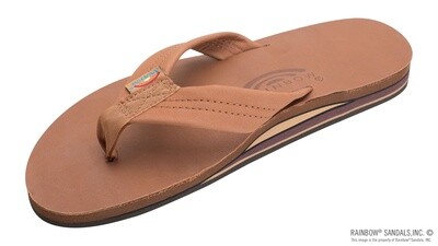 Rainbow Sandals Men&#39;s Double Layer Classic Leather with Arch Support - Tan/Brown