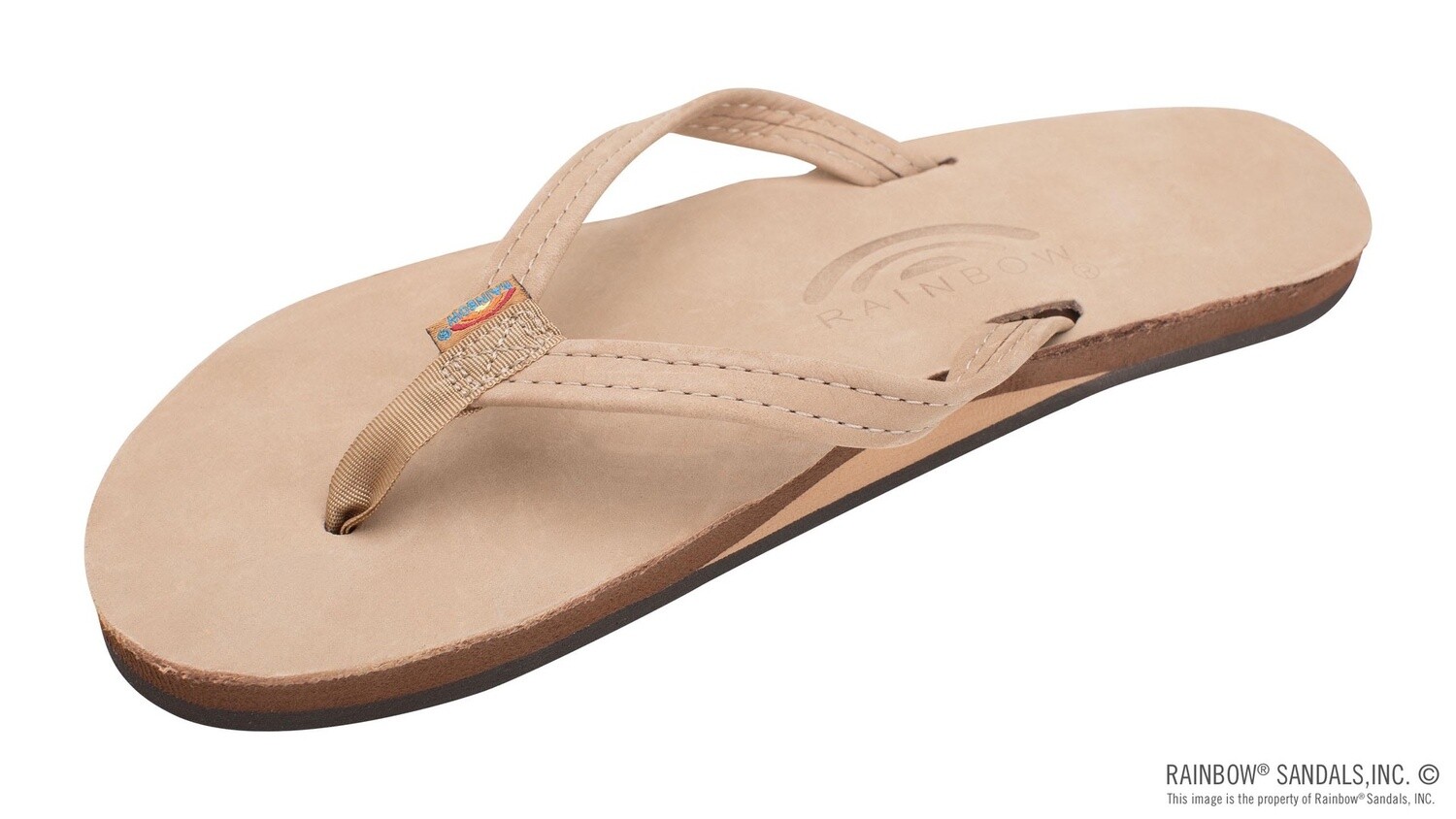 Rainbow Sandals Ladies Single Layer Premier Leather with Arch Support and a 1/2&quot; Narrow Strap - Sierra Brown, Size: Small (5.5-6.5)