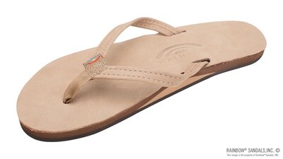 Rainbow Sandals Ladies Single Layer Premier Leather with Arch Support and a 1/2&quot; Narrow Strap - Sierra Brown