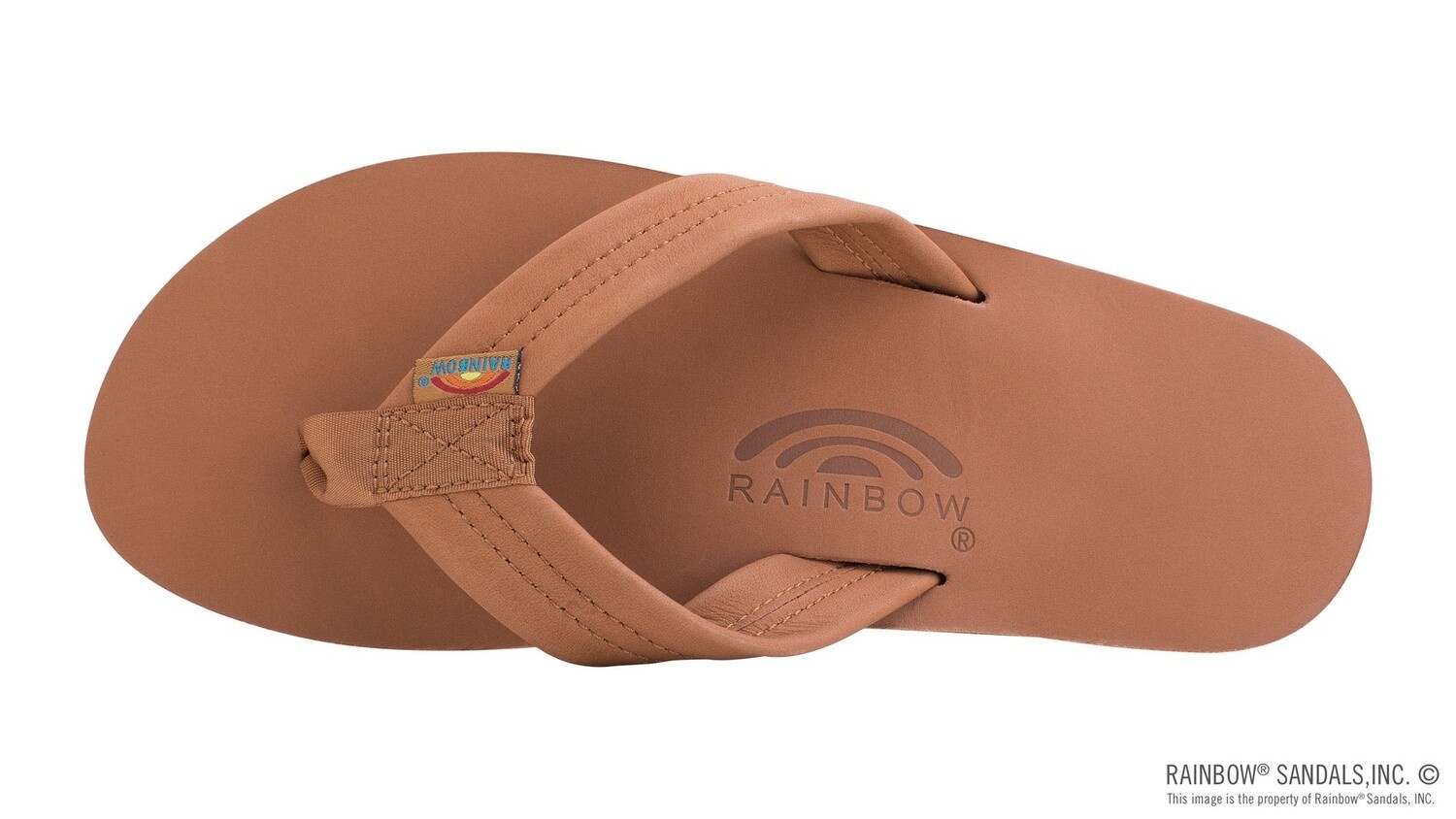 Rainbow Sandals Ladies Single Layer Classic Leather with Arch Support 1&quot; Strap-Classic Tan Brown, Size: Small (5.5-6.5)