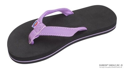 Rainbow Sandals Kids The Grombow - Soft Rubber Top Sole with 1/2" Narrow Strap and Pin line - Purple/Black