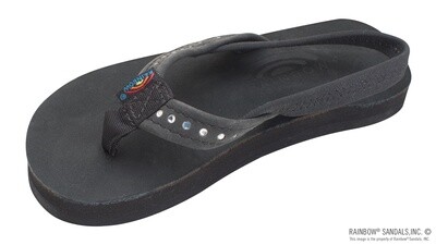 Rainbow Sandals Kids Crystal Premier Leather 1/2&quot; Narrow Strap-Premier Black