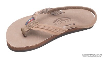 Rainbow Sandals Kids Flirty Braidy- Premier Leather Braided 1/2&quot; Strap - Dark Brown