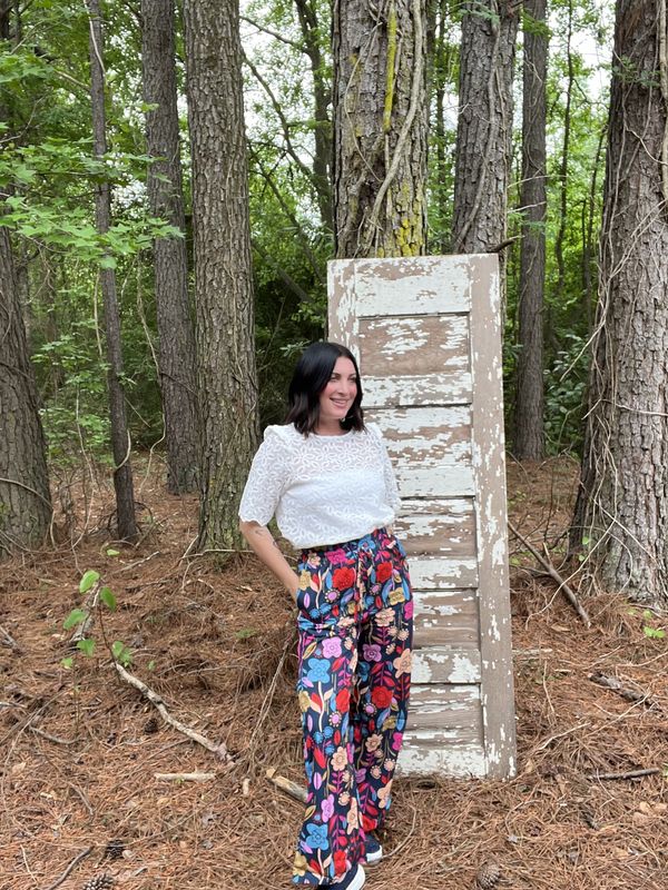 Vintage Floral Smocked Drawstring Pants