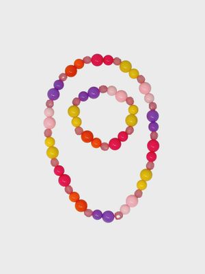 Pink Poppy Fairy Rainbow Necklace / Bracelet Set