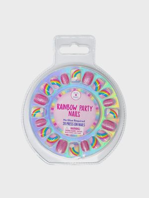 Pink Poppy Rainbow Party Press On Nails