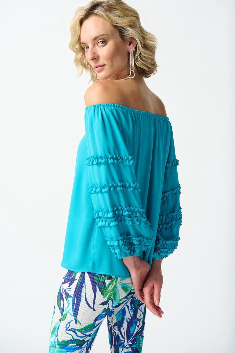 Joseph Ribkoff Georgette Off-the-Shoulder Flared Top