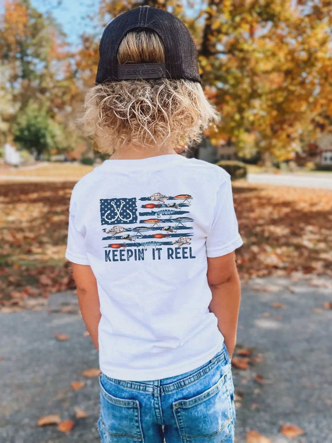 White Keepin&#39; It Reel Kid&#39;s Fishing Tee