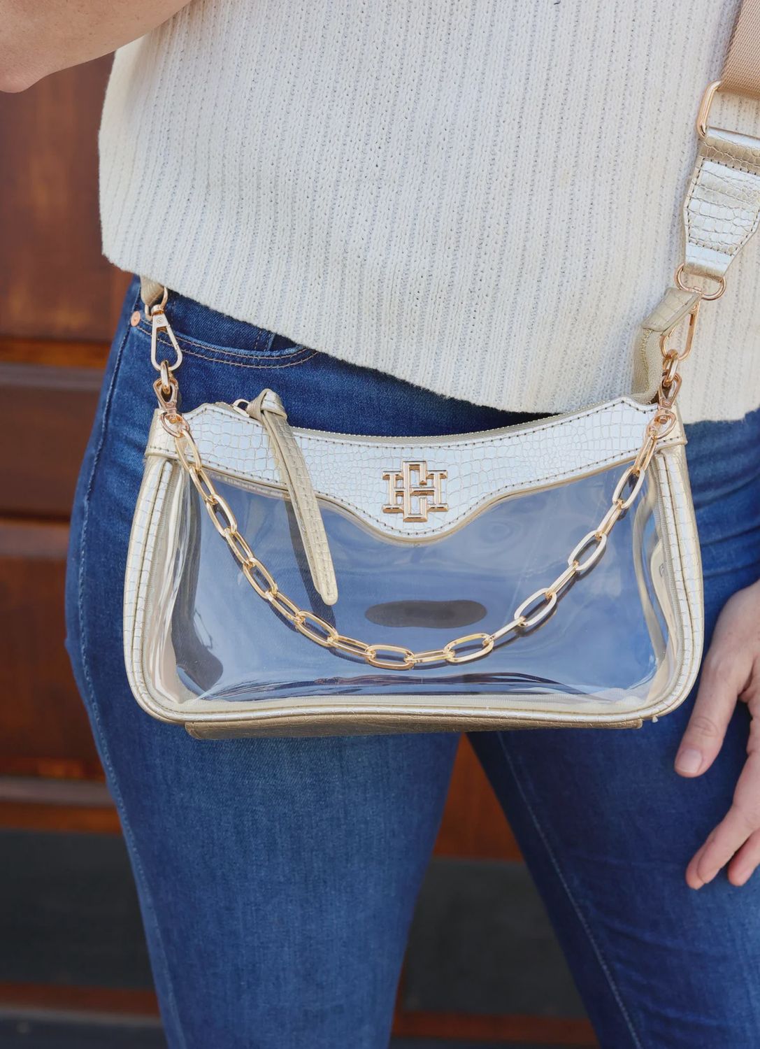 Caroline Hill Cassidy Clear Crossbody - Gold
