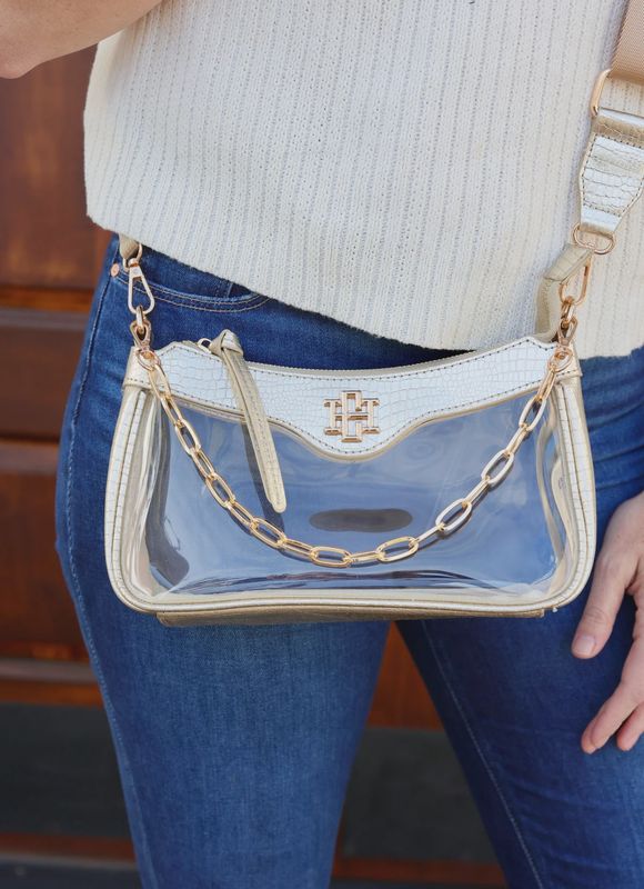 Caroline Hill Cassidy Clear Crossbody - Gold