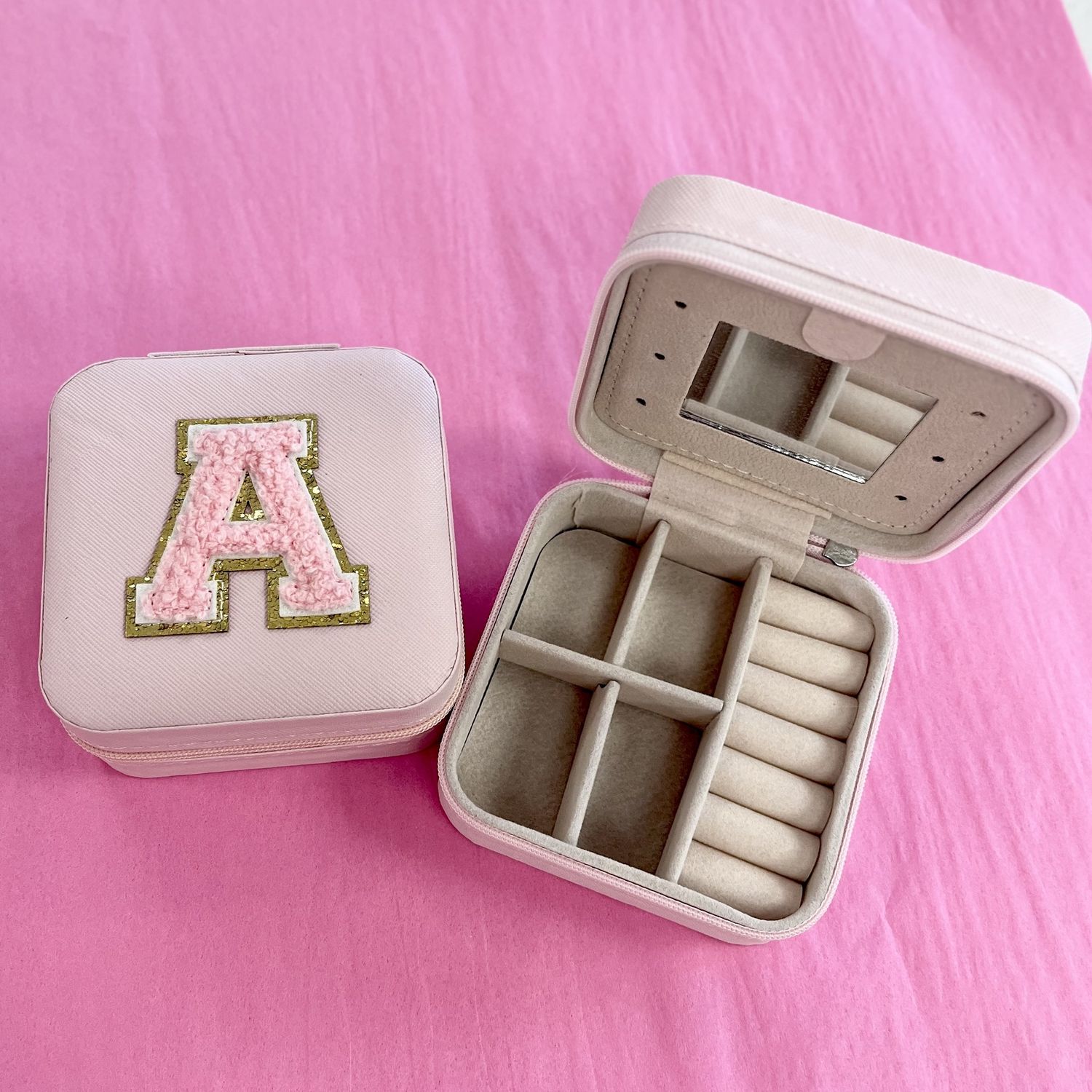 Pale Pink &amp; Gold Initial Jewelry Box