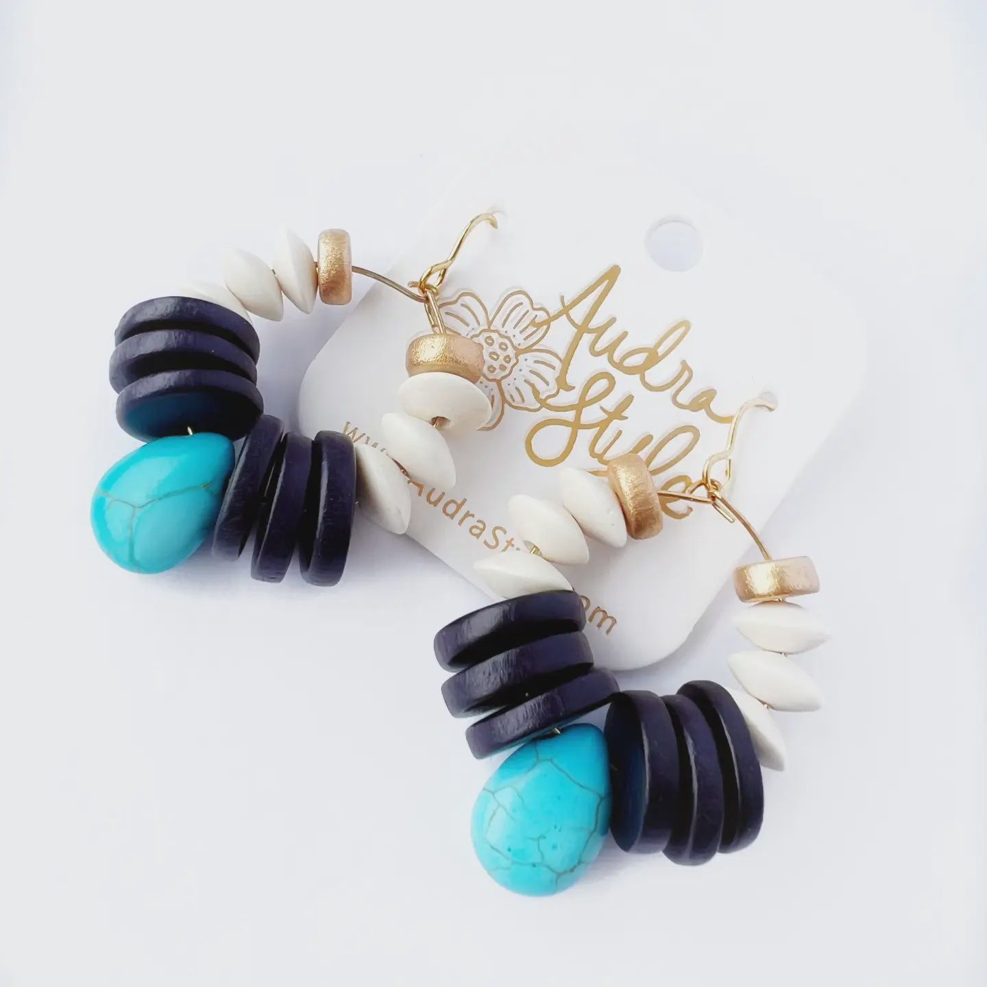 Audra Style Neutral Beaded Hoop Earrings