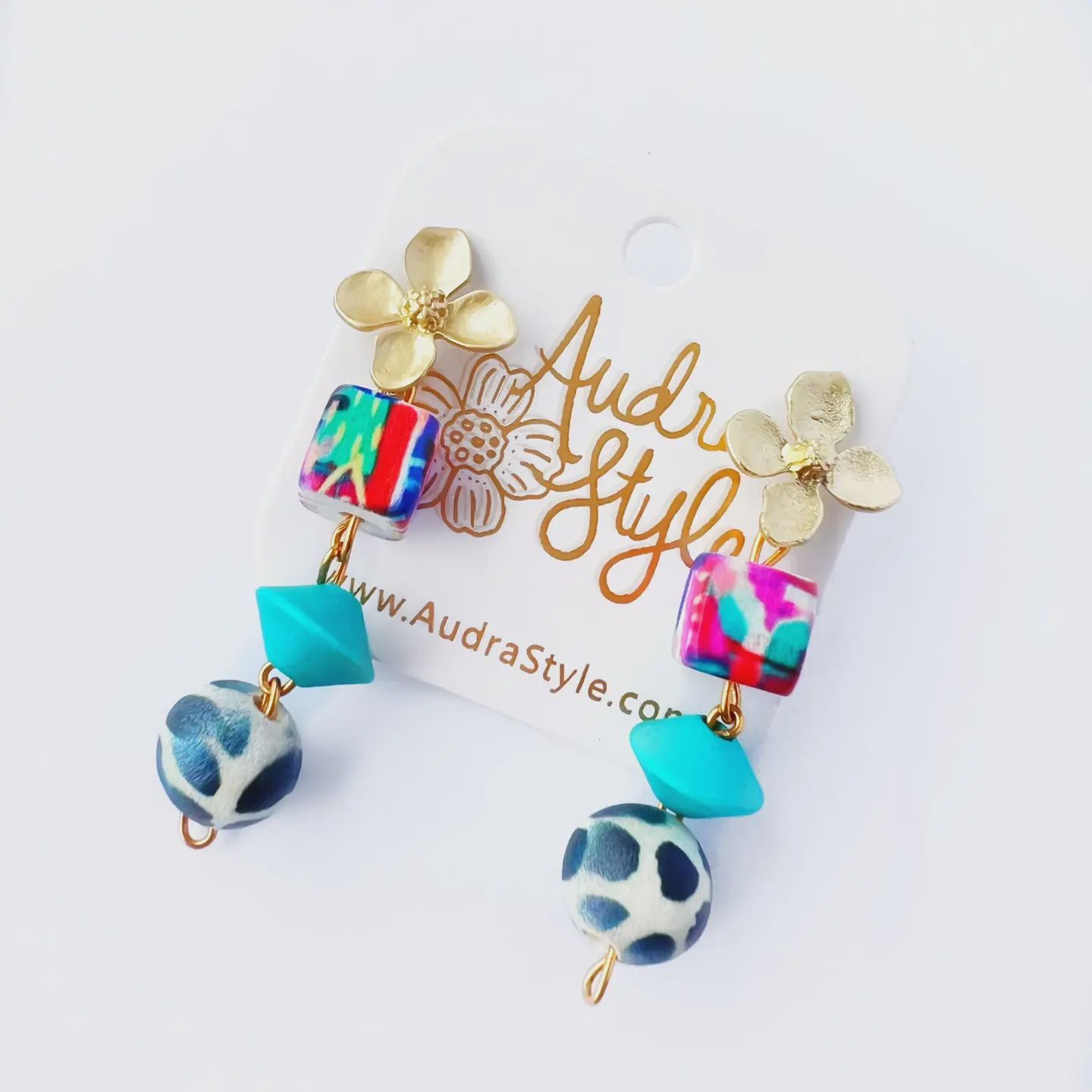 Audra Style Floral Drop Beaded Earrings