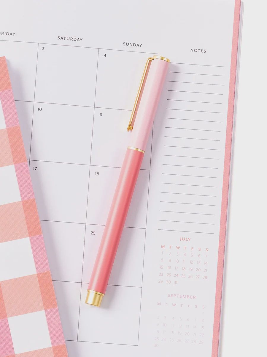 Mary Square Snap Cap Pen - Colorblock Pink