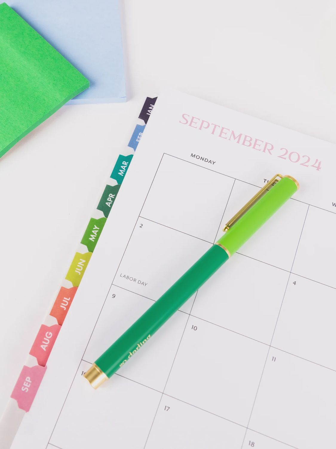 Mary Square Snap Cap Pen - Colorblock Green