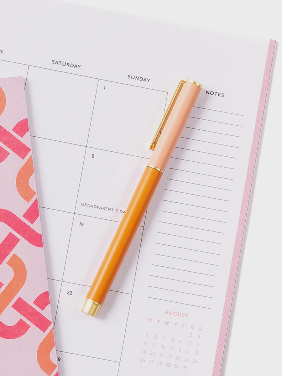 Mary Square Snap Cap Pen - Colorblock Coral