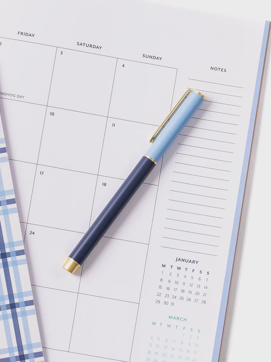 Mary Square Snap Cap Pen - Colorblock Blue