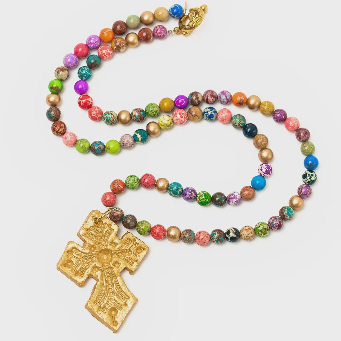 Hidden Truth Jewelry Multicolored Sea Jasper with Amy Cross Necklace