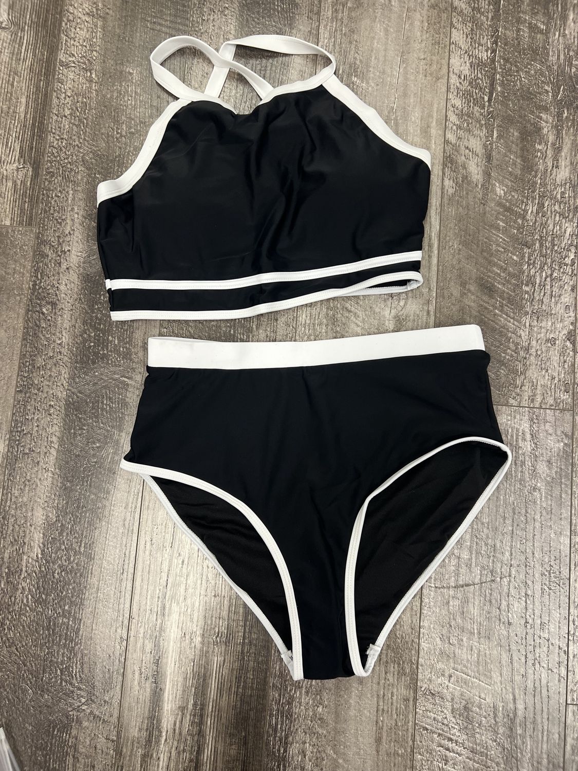 Contrast High Waist Bikini, Size: Small (4-6), color: Black