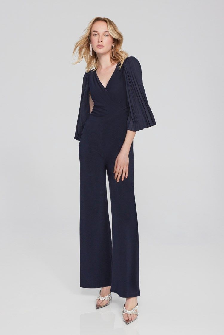 Joseph Ribkoff Silky Knit Wide-Leg Jumpsuit -Black