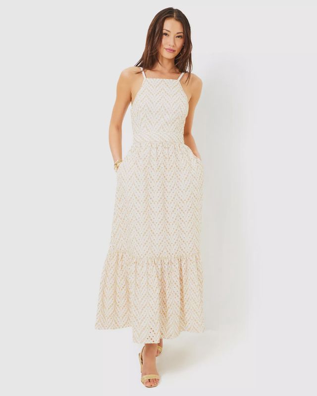 Lilly Pulitzer Charlese Eyelet Halter Maxi Dress