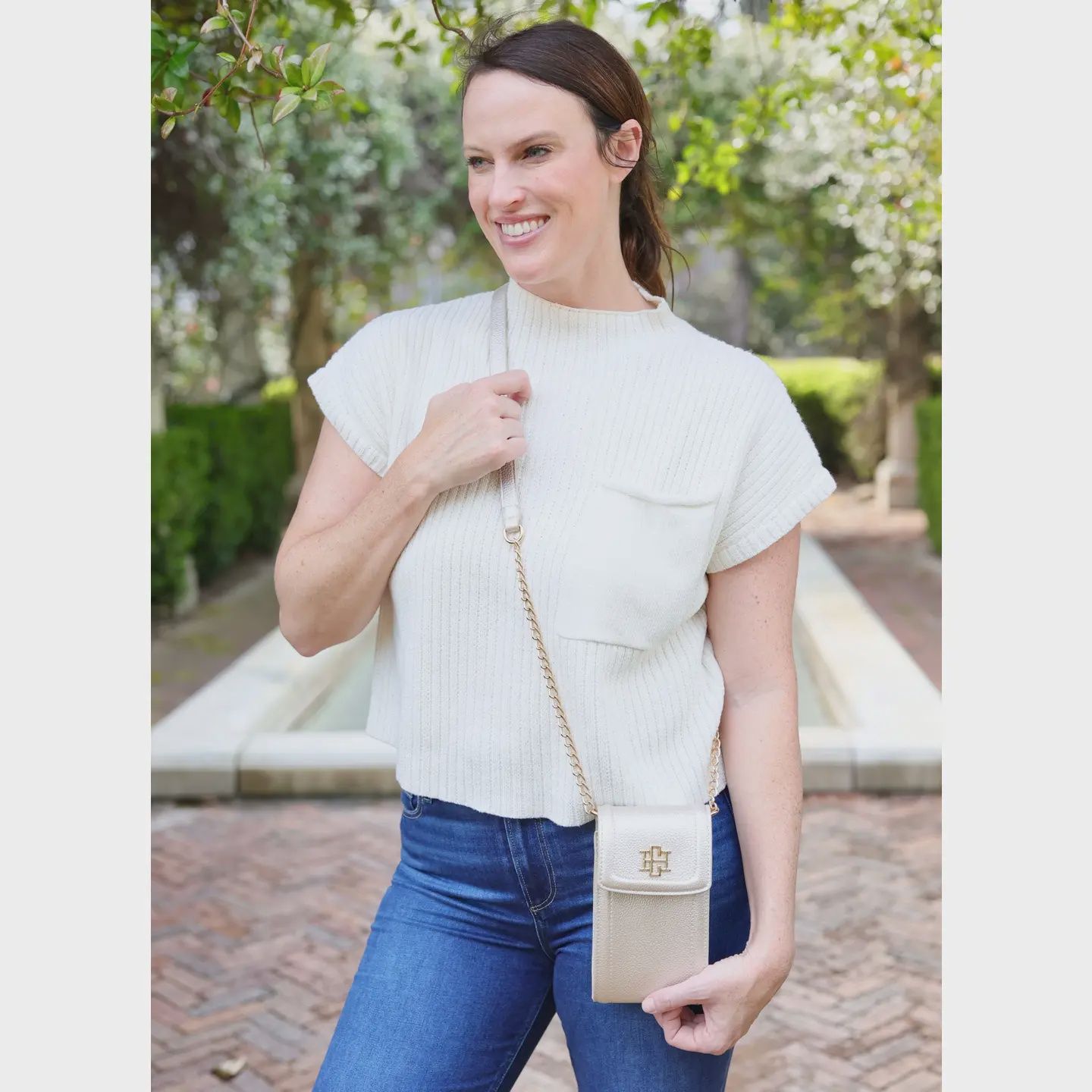 Caroline Hill Paige Phone Crossbody - Pearl