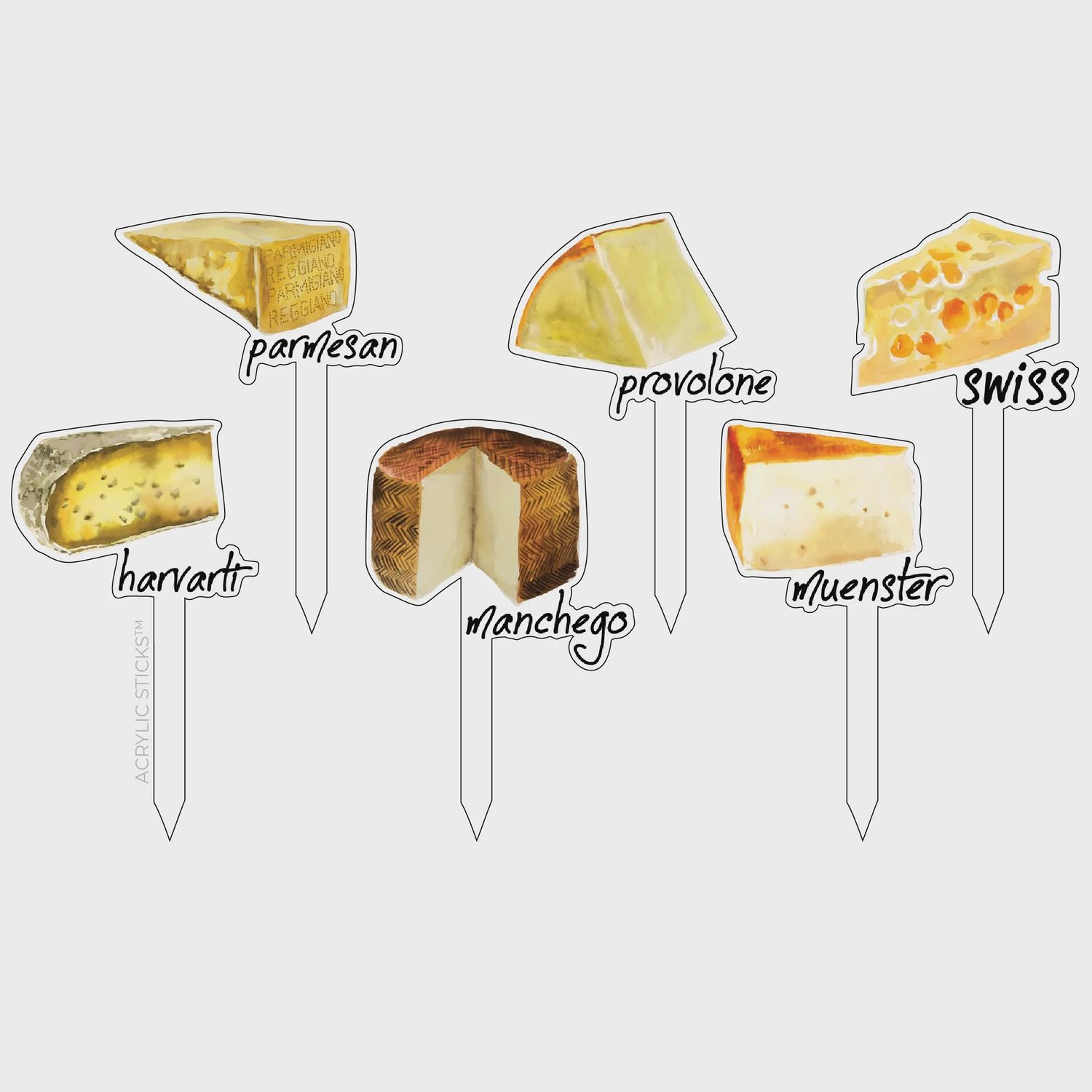 Cheese Please Fromage Acrylic Sticks