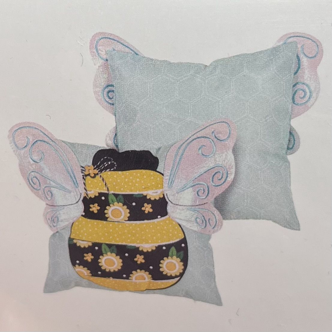 Evergreen Home Sweet Home Bee Applique Wings 18&quot; Interchangeable Pillow Cover