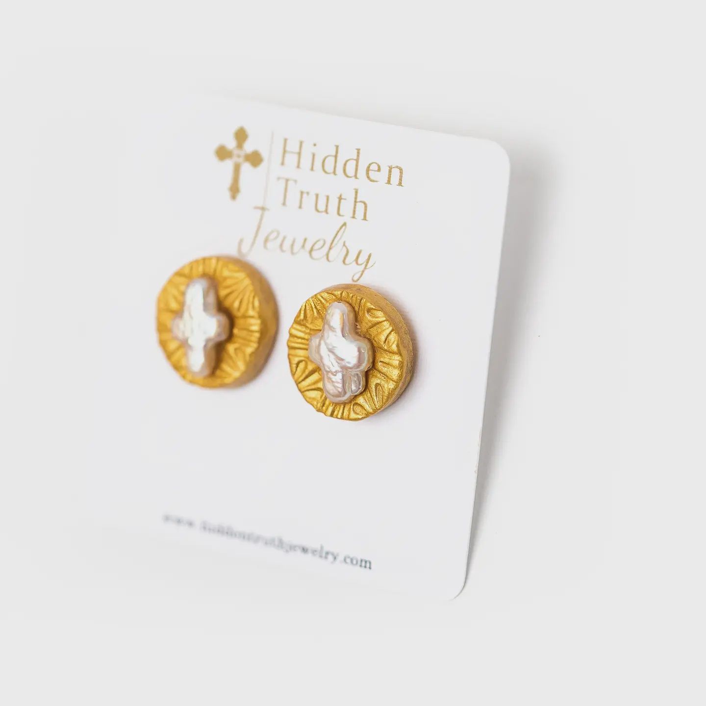 Hidden Truth Mother of Pearl Cross Studs